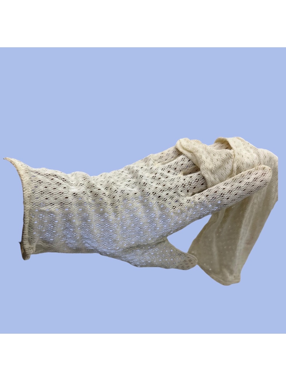Vintage 1940s Rayon Lace Gloves, White Over the Wrist, Wedding